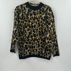 Vintage 80s Rose leopard print gold Sweater